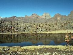 03A Hall Tarn With Point Lenana Right Of Centre And Mount Kenya On Descent To Chogoria On The Mount Kenya Trek October 2000